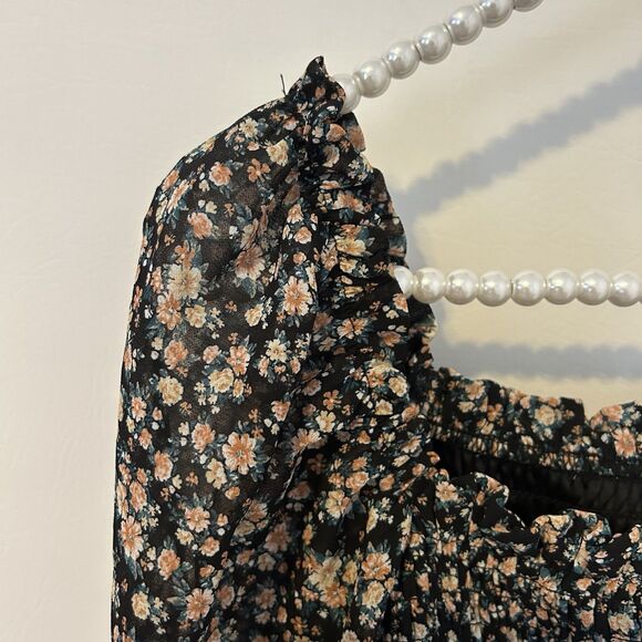 Womens Dark Ditsy Floral Dark Fairy Whimsigoth Top Size 1X Sheer Long Sleeve NWT - Picture 9 of 13